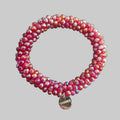 Rhinestone hair tie - bracelet in bordeaux red