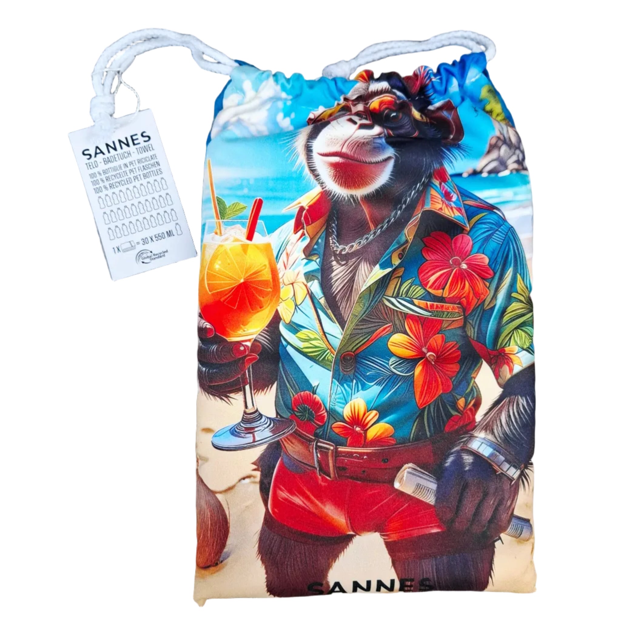 Strandtuch Spritz - Affe mit Spritz am Strand 