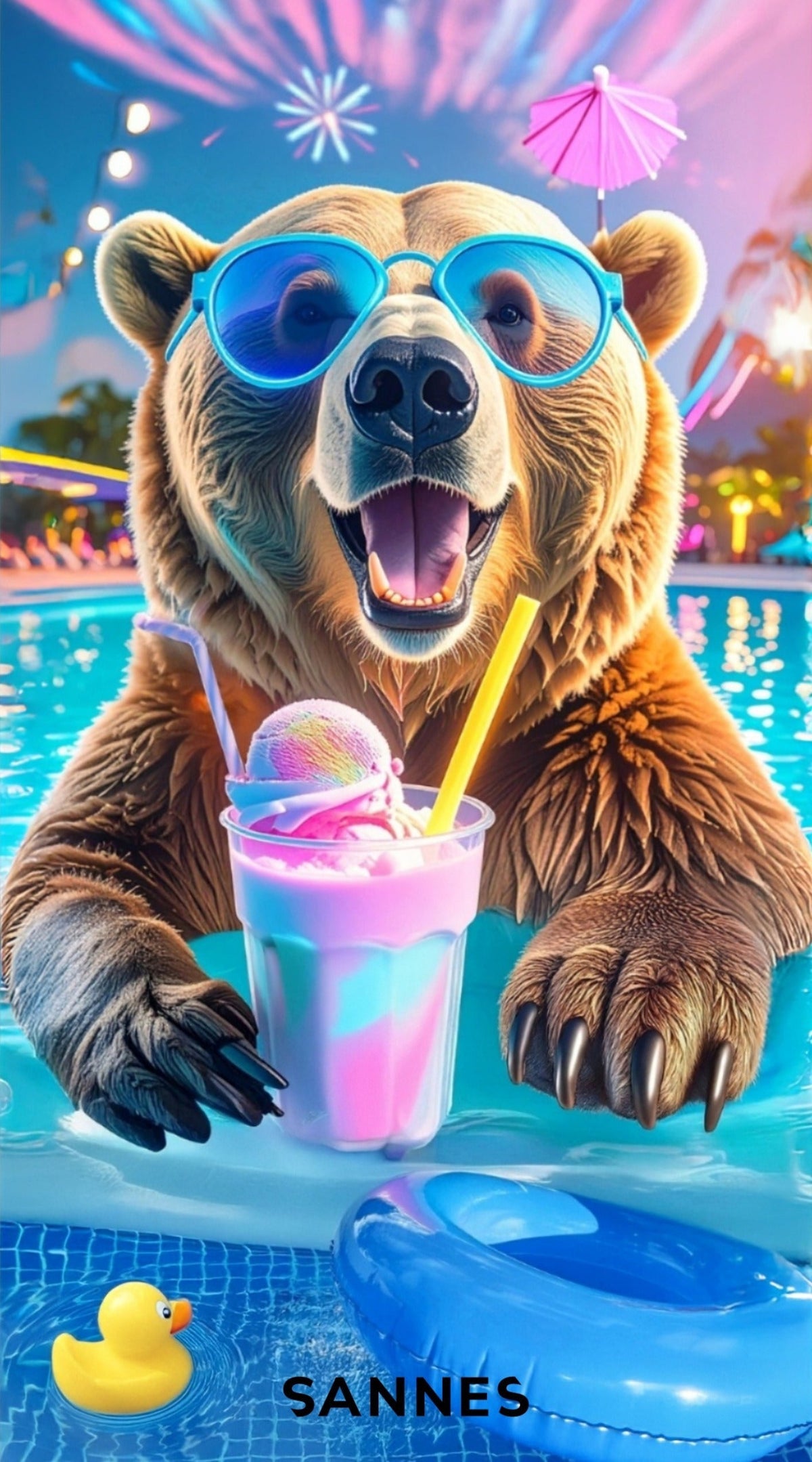 SANNES Strandtuch Party Bär - designed in Südtirol