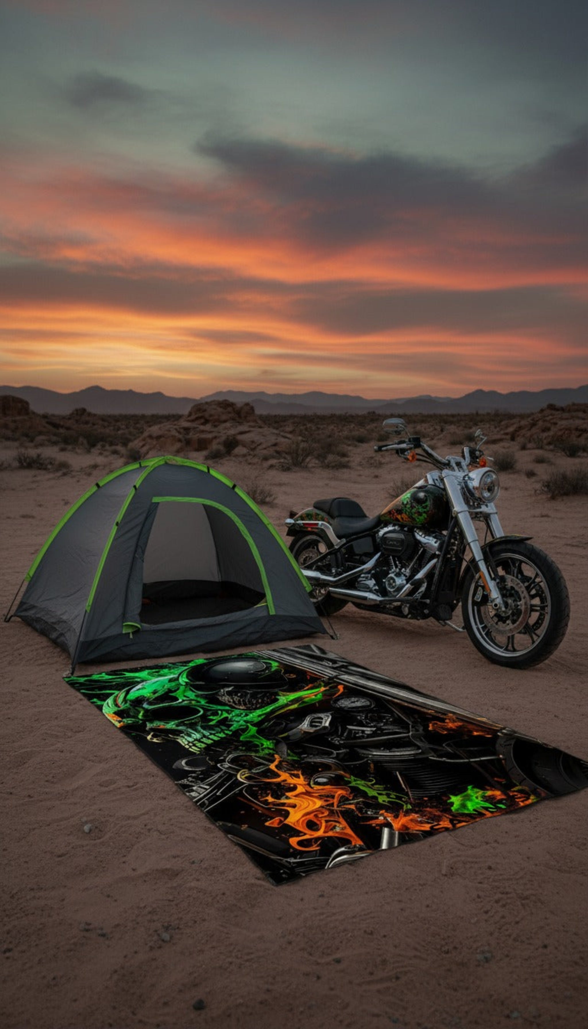 SANNES Totenkopf Strandtuch schwarz