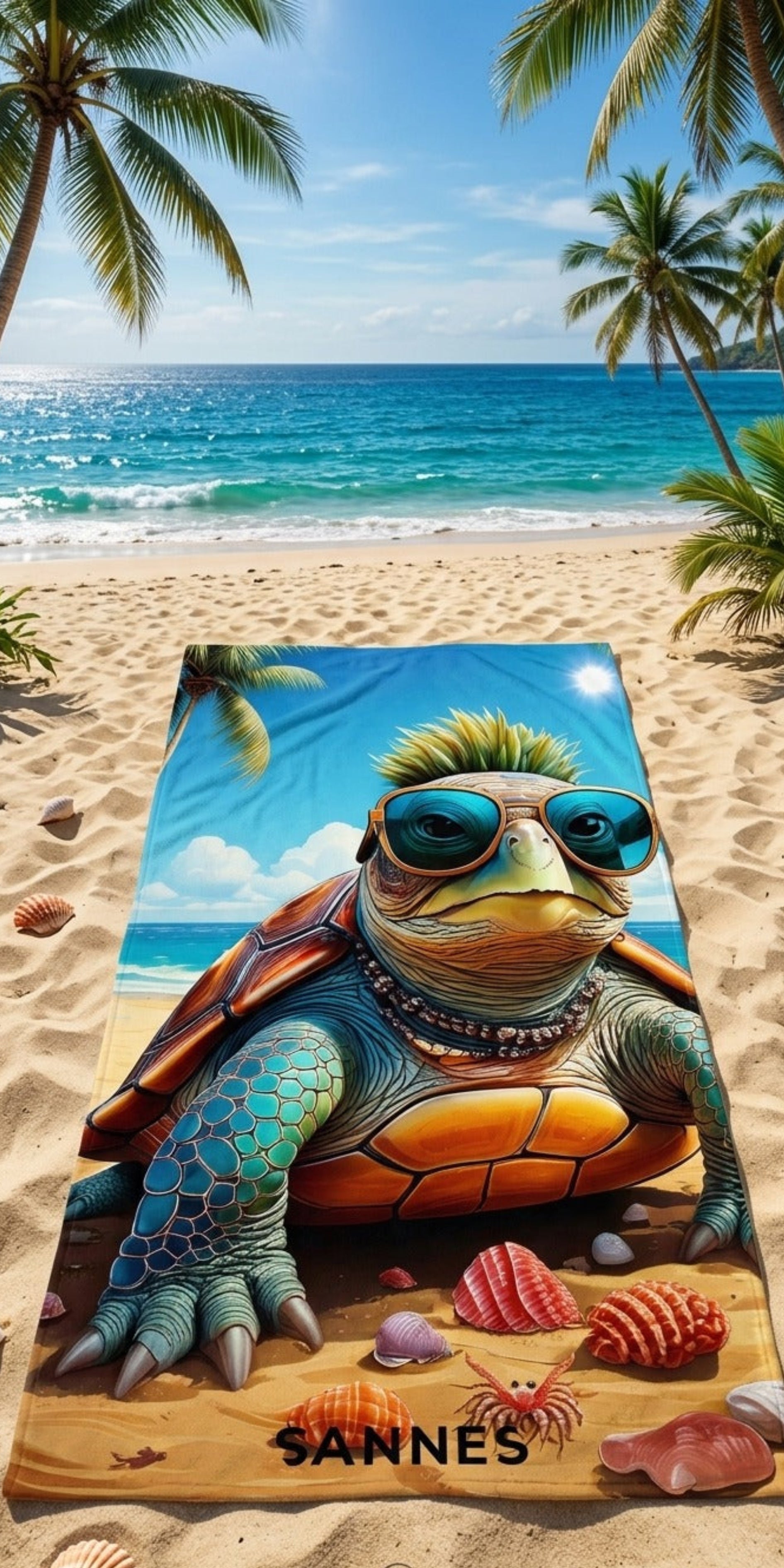SANNES Strandtuch Schildkröte