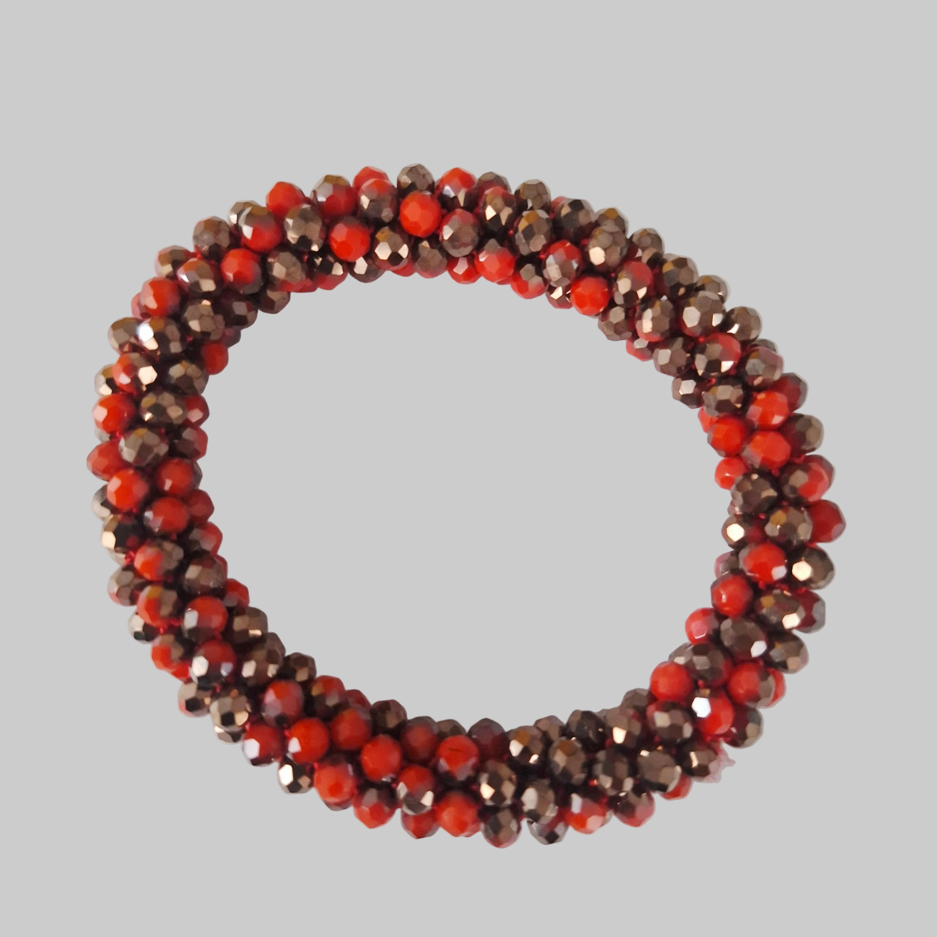 SANNES Strasshaarband Strassarmband Koralle Bronze