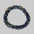 SANNES Strasshaarband Strassarmband Dunkelblau Gold