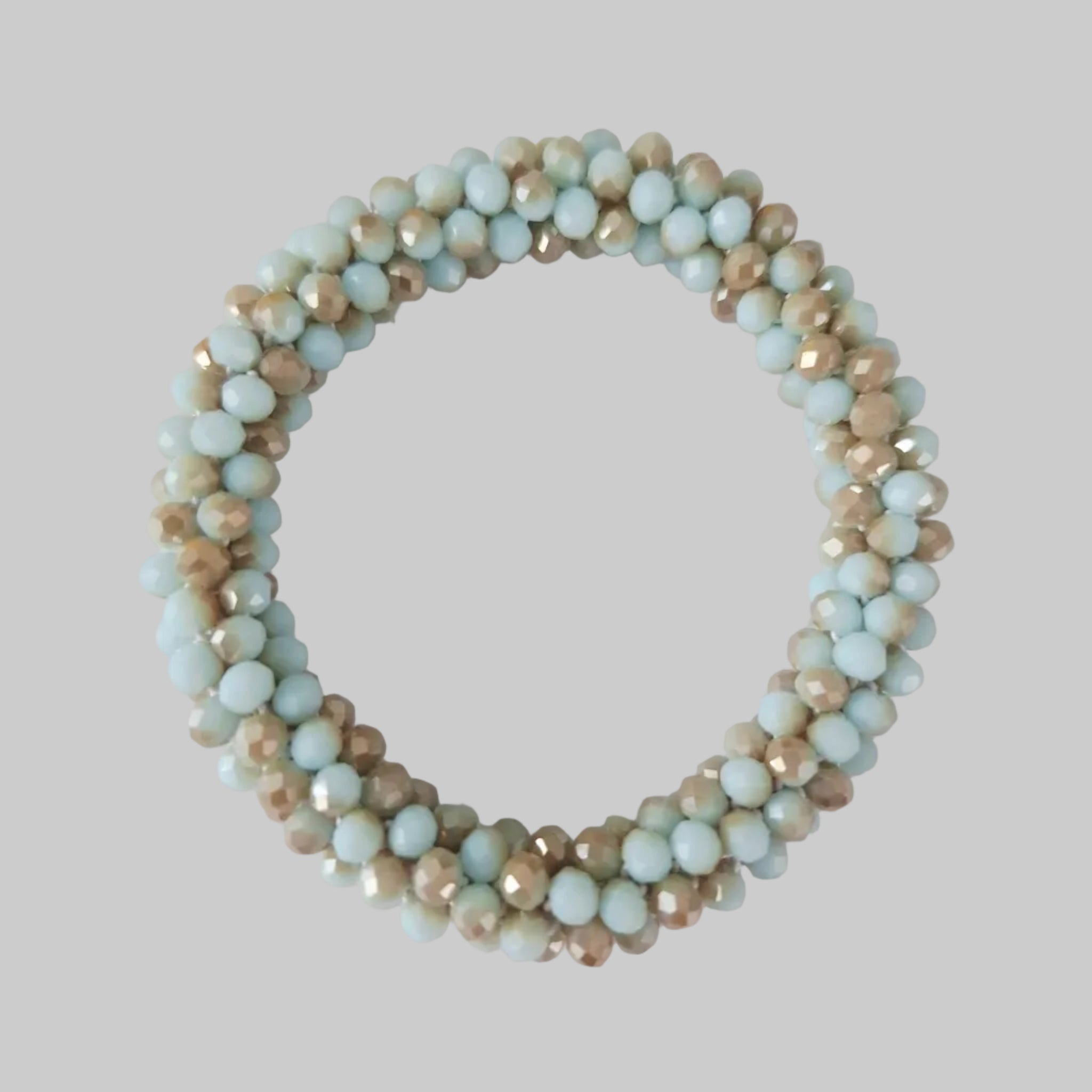 SANNES Strasshaarband Armband Eisblau Beige