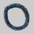 SANNES Strasshaarband Strassarmband Jeansblau