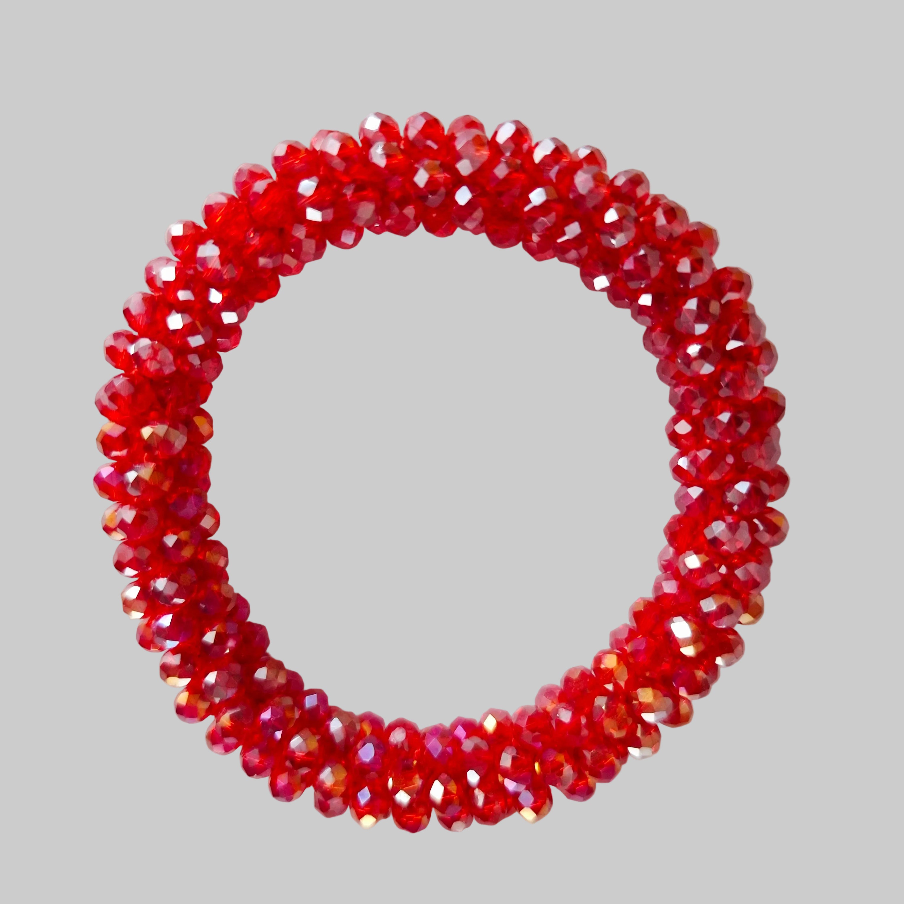 SANNES Strasshaarband Strassarmband Rot glänzend