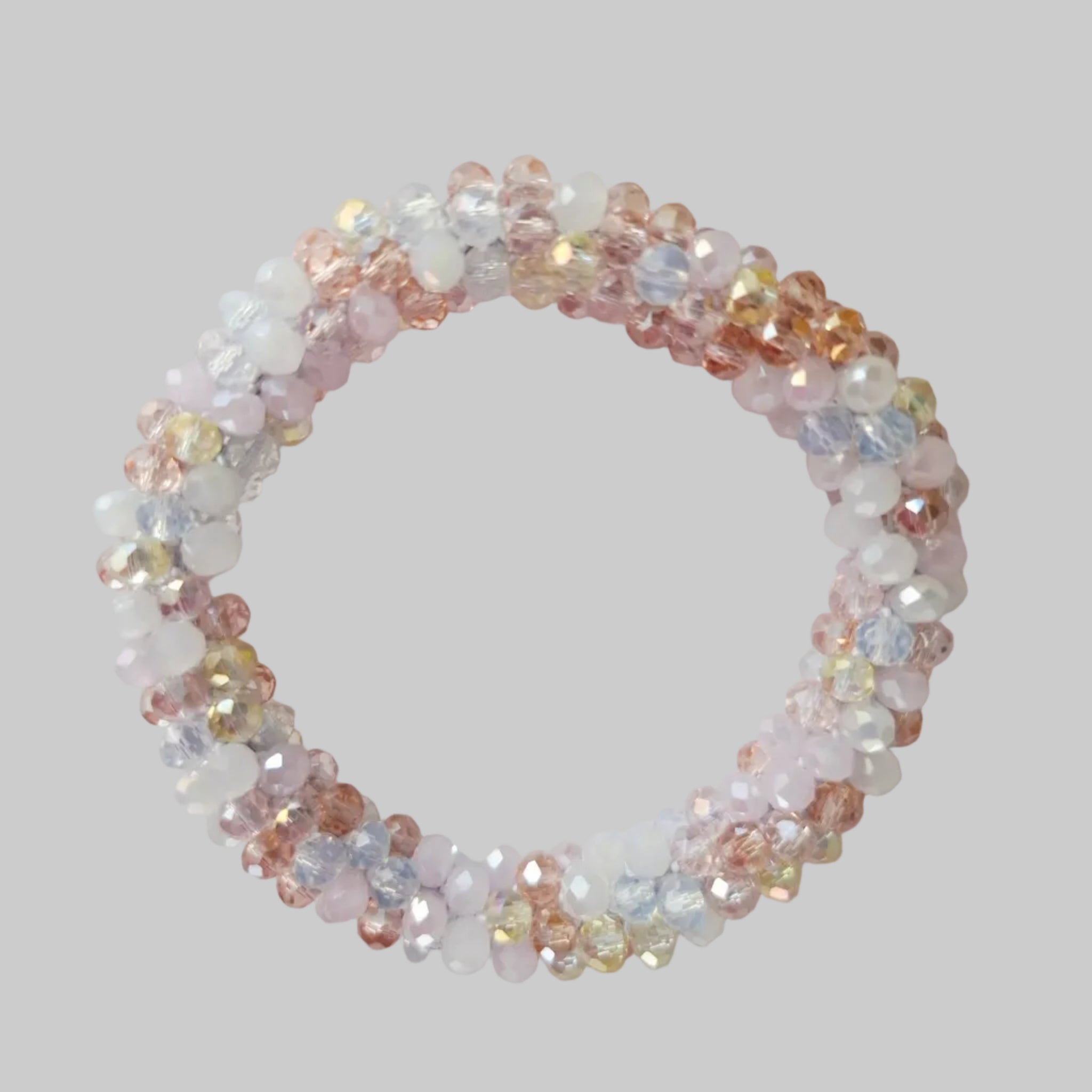 SANNES Strasshaarband Strassarmband Weiß Rosa Beige