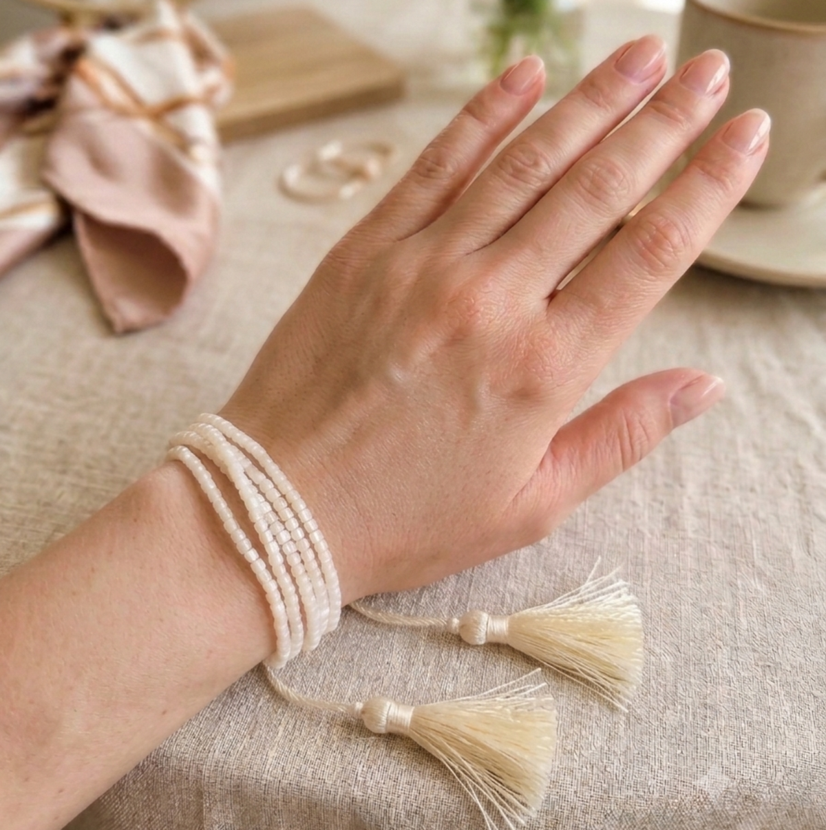Sannes Armband Beige Creme Weiß