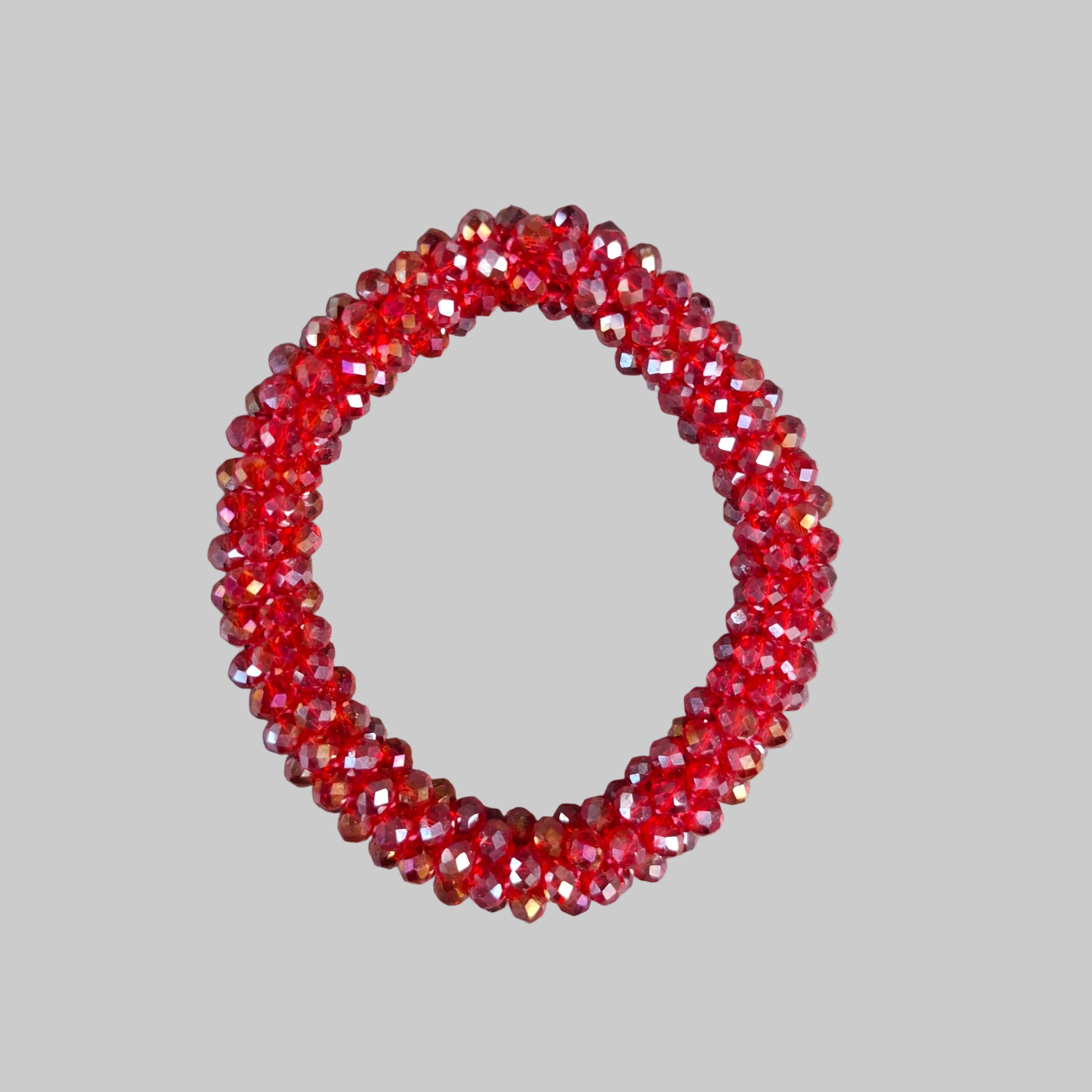 Strasshaarband - Strassarmband in Feuerrot glänzend