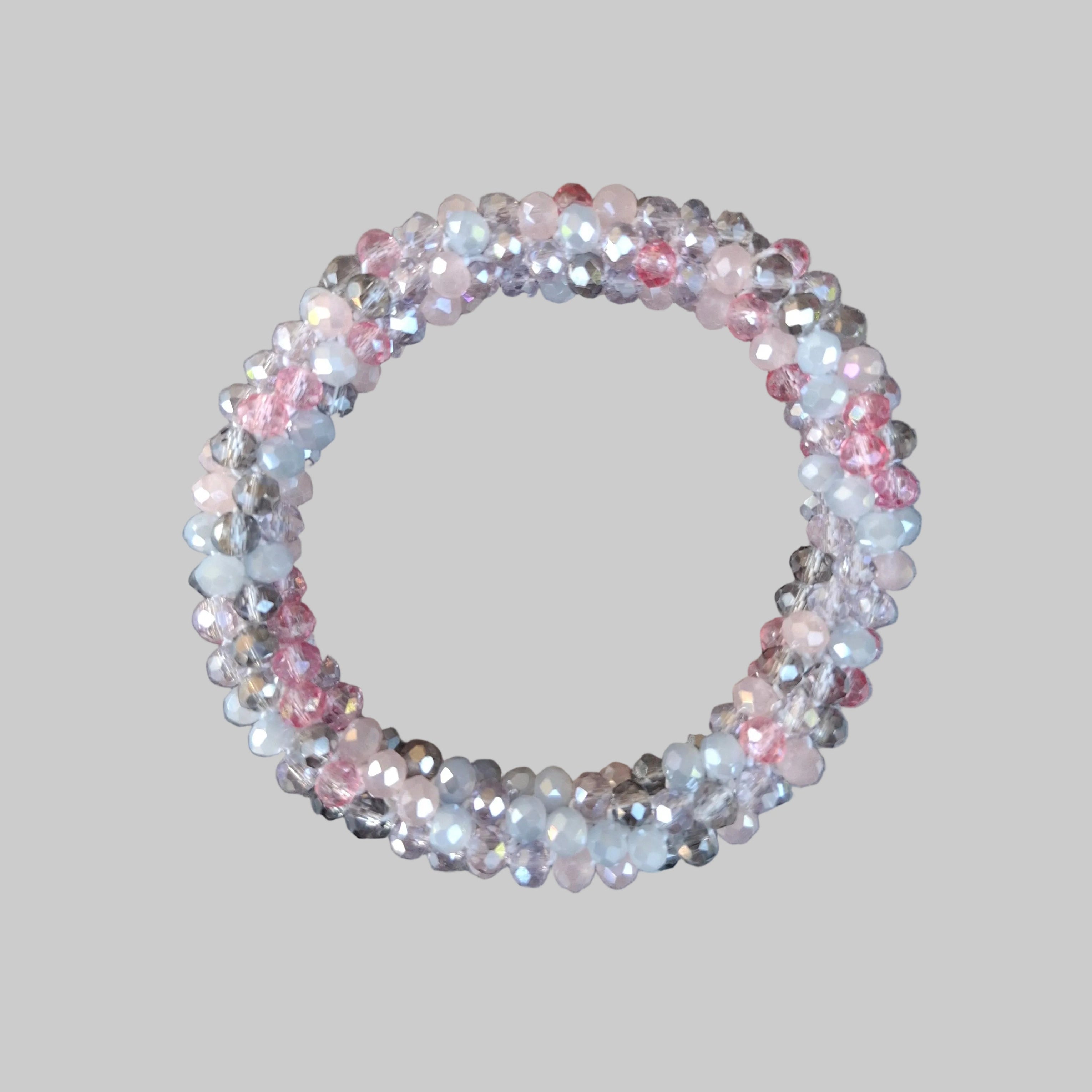 Strasshaarband - Strassarmband in Rosa Weiß Grau