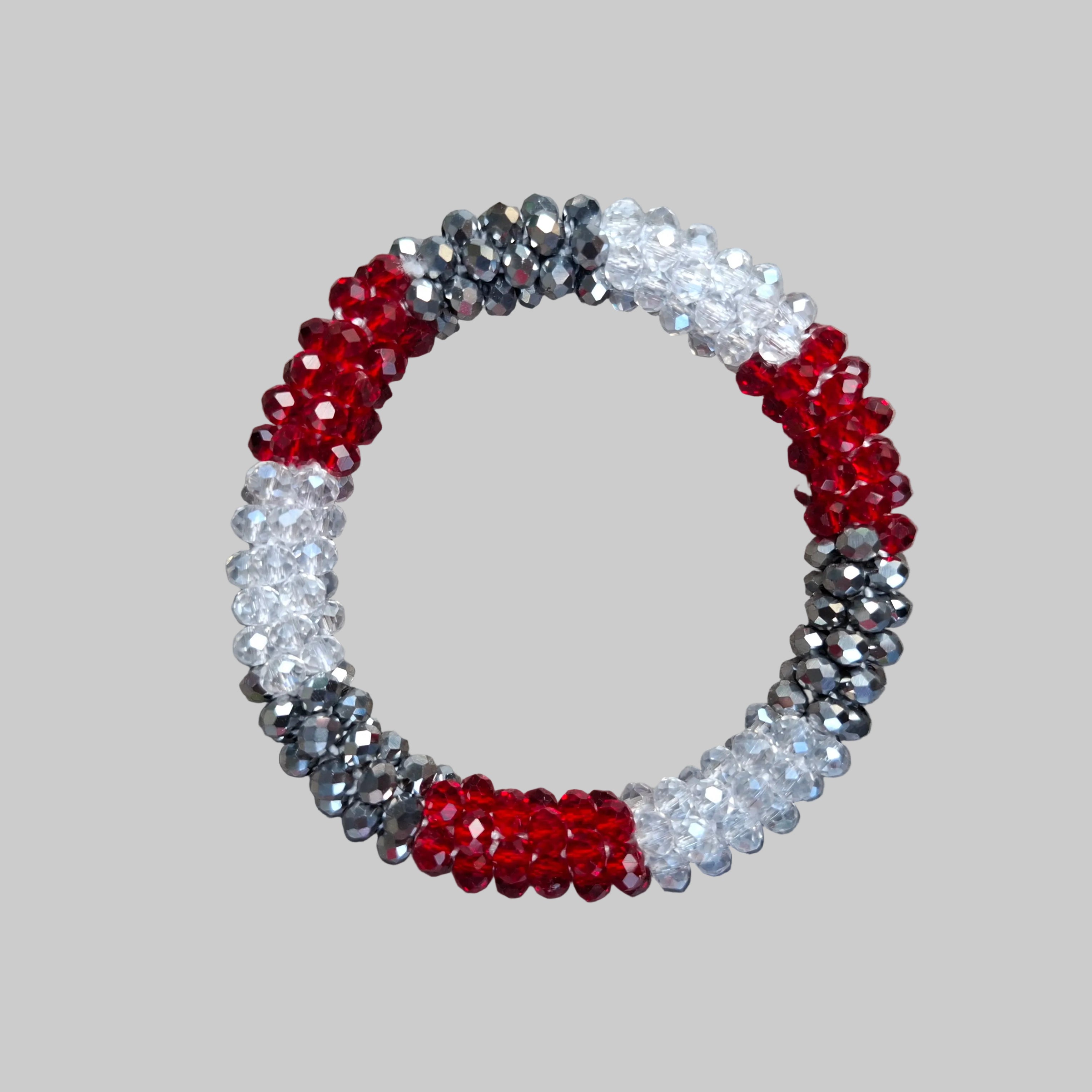 Fascia per capelli con strass - Bracciale con strass rosso argento bianco