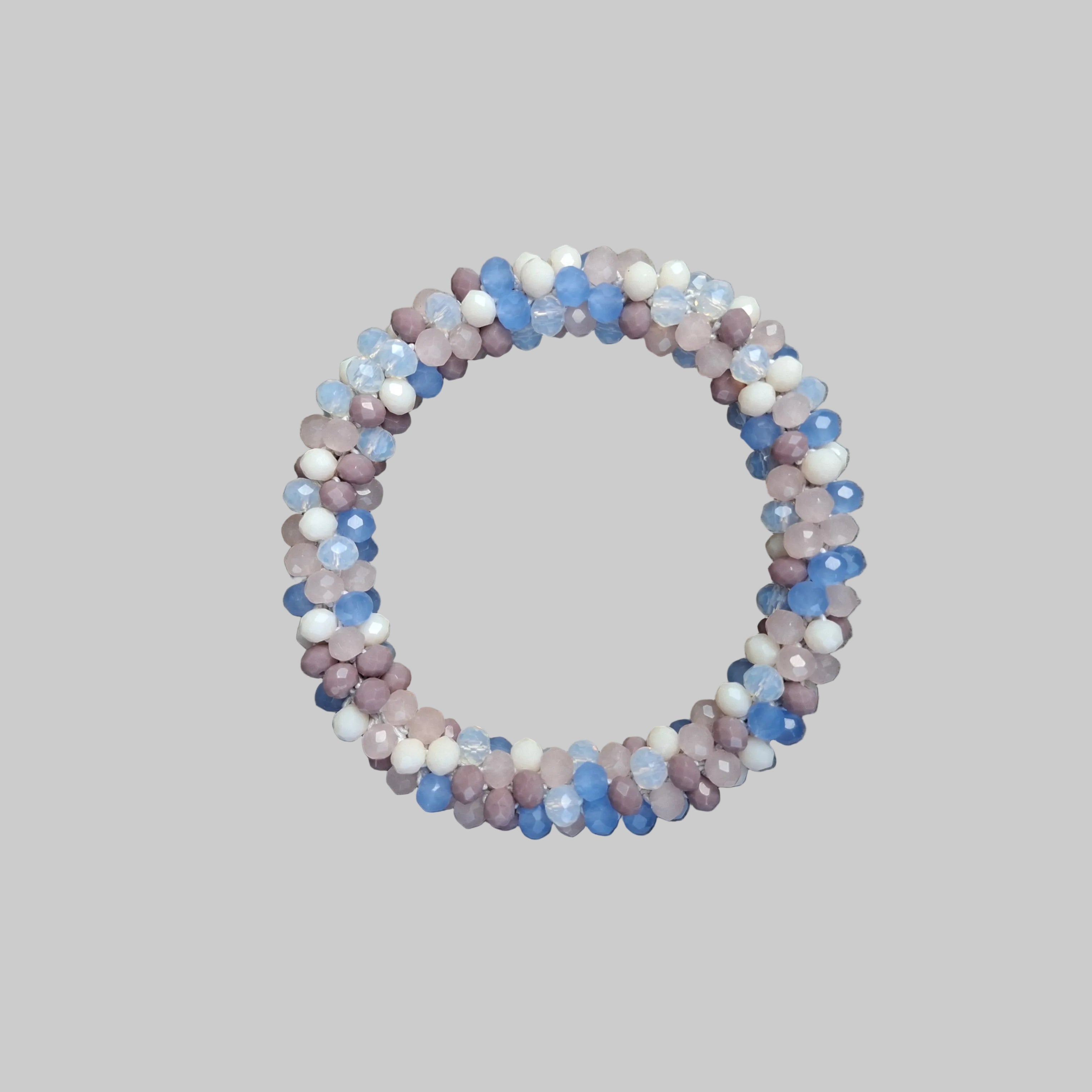 Strasshaarband - Strassarmband in Lila Blau Creme