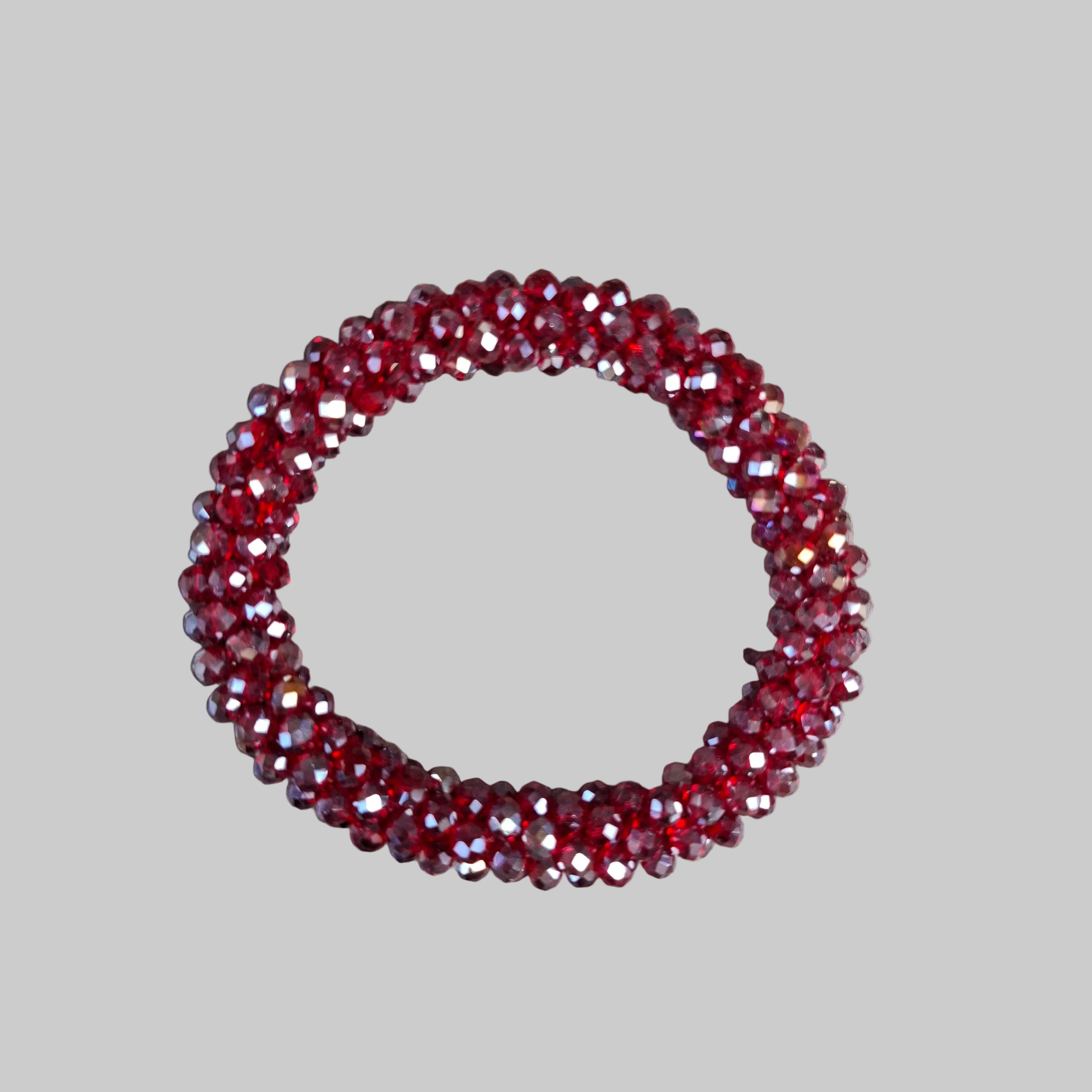 Fascia per capelli con strass - Bracciale con strass rosso rubino brillante