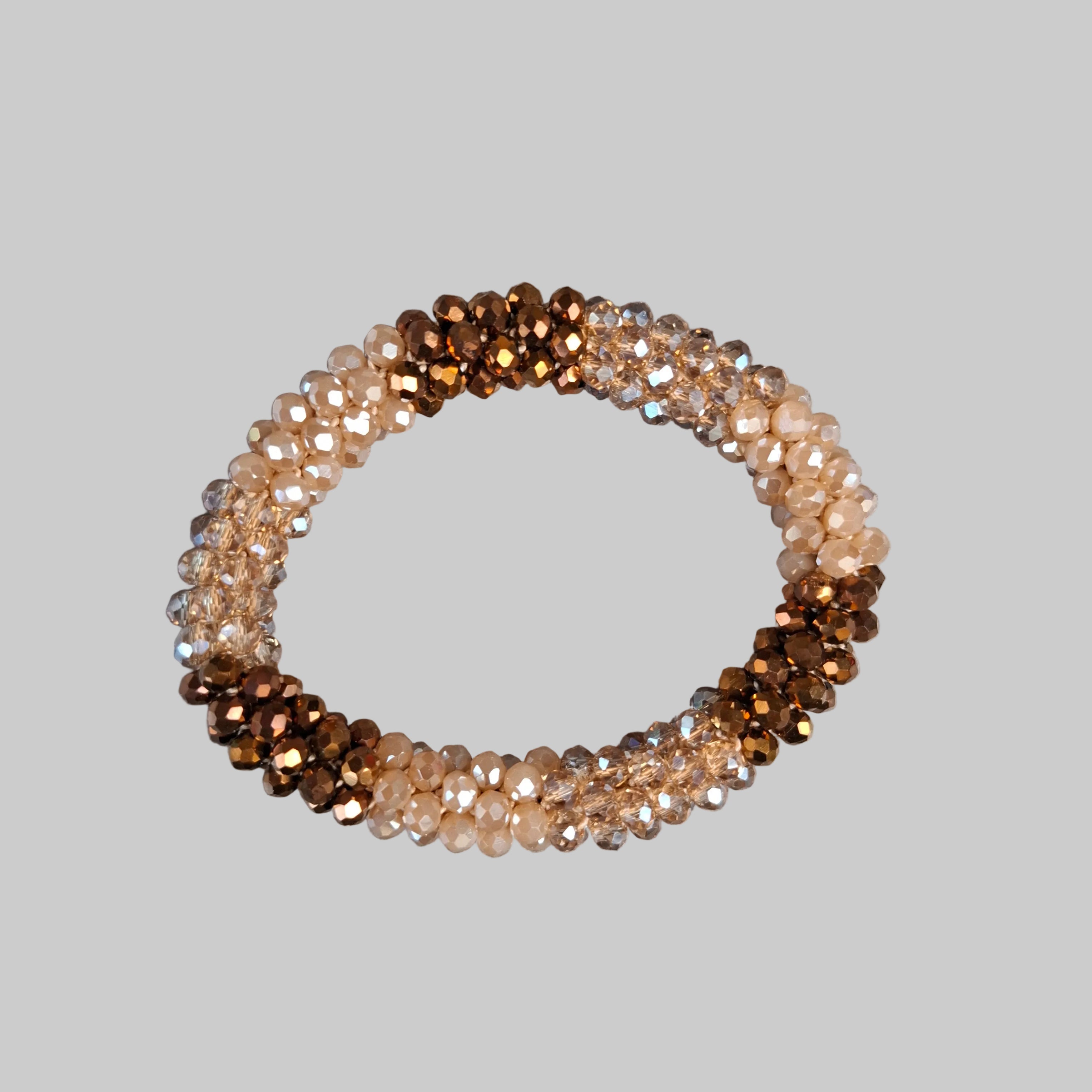 Strasshaarband - Strassarmband in Bronze Beige Champagner