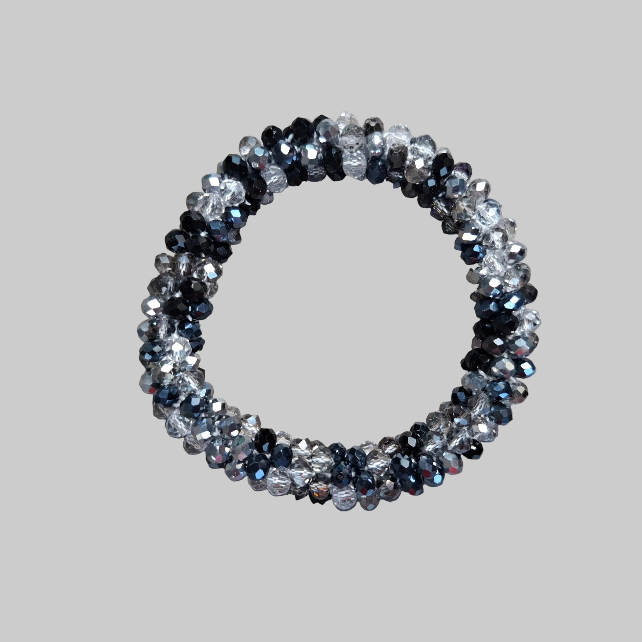Strasshaarband - Strassarmband in Schwarz Grau Silber