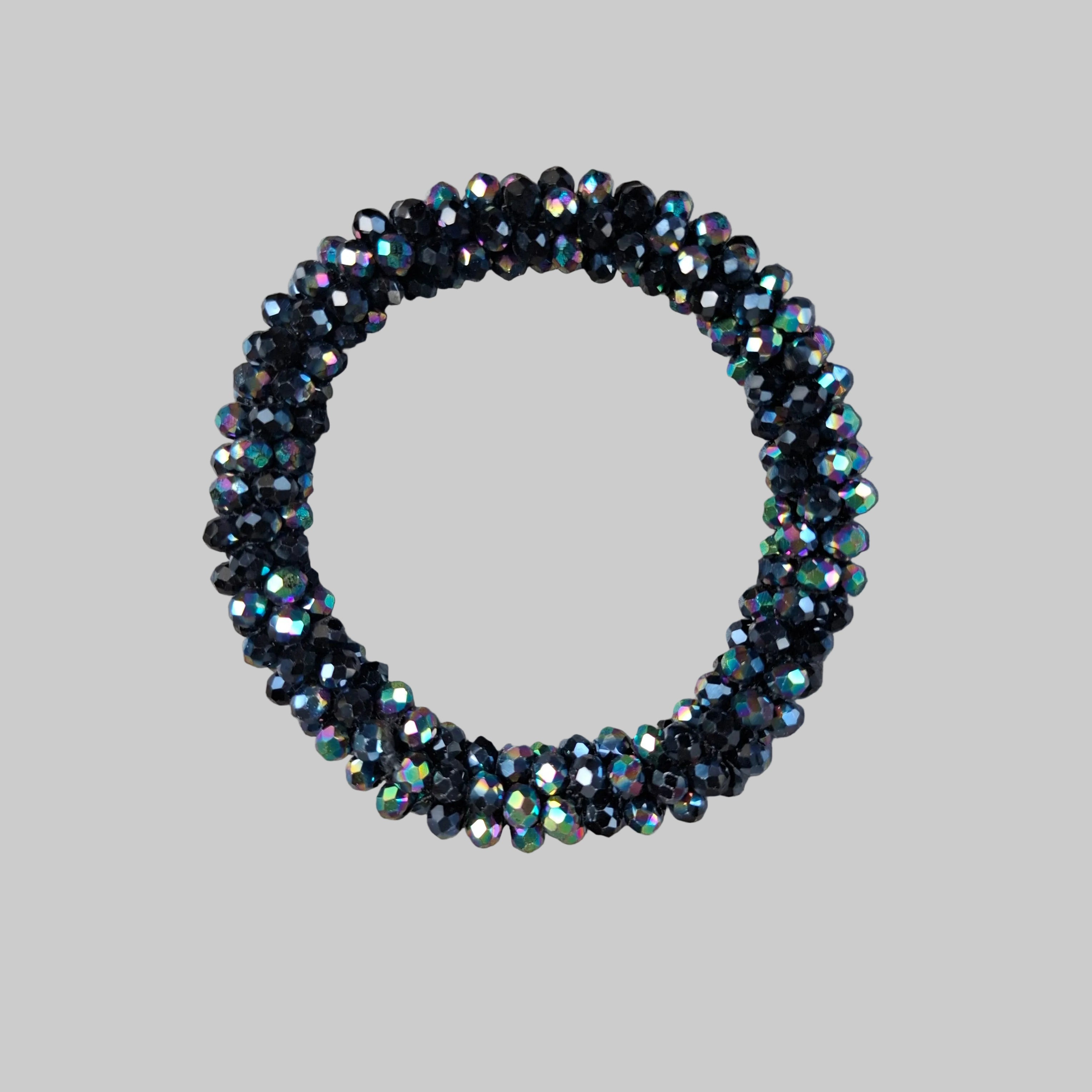 Strasshaarband - Strassarmband in Schwarz Regenbogen