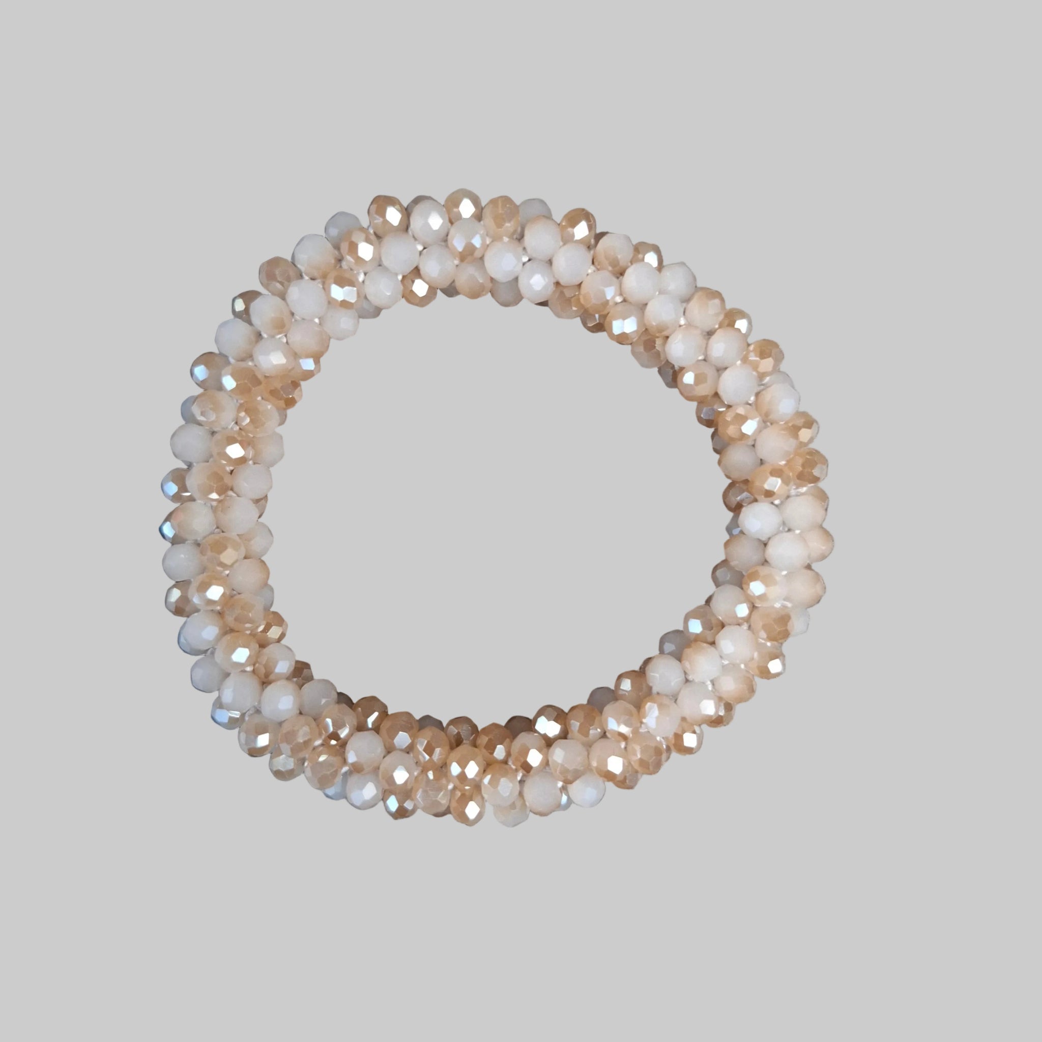 Strasshaarband - Strassarmband in Beige Weiß