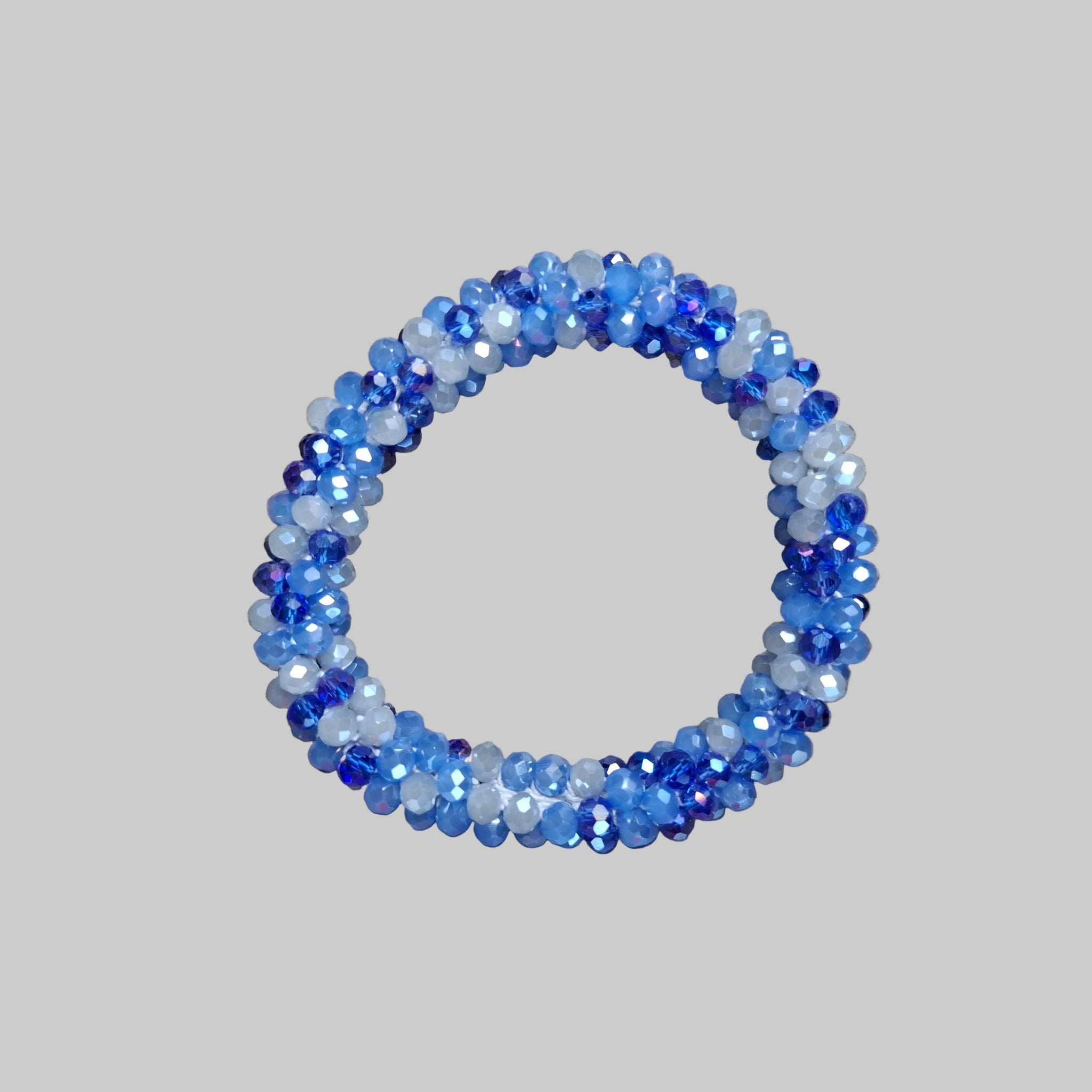 Strasshaarband - Strassarmband in Blau Weiß Mix