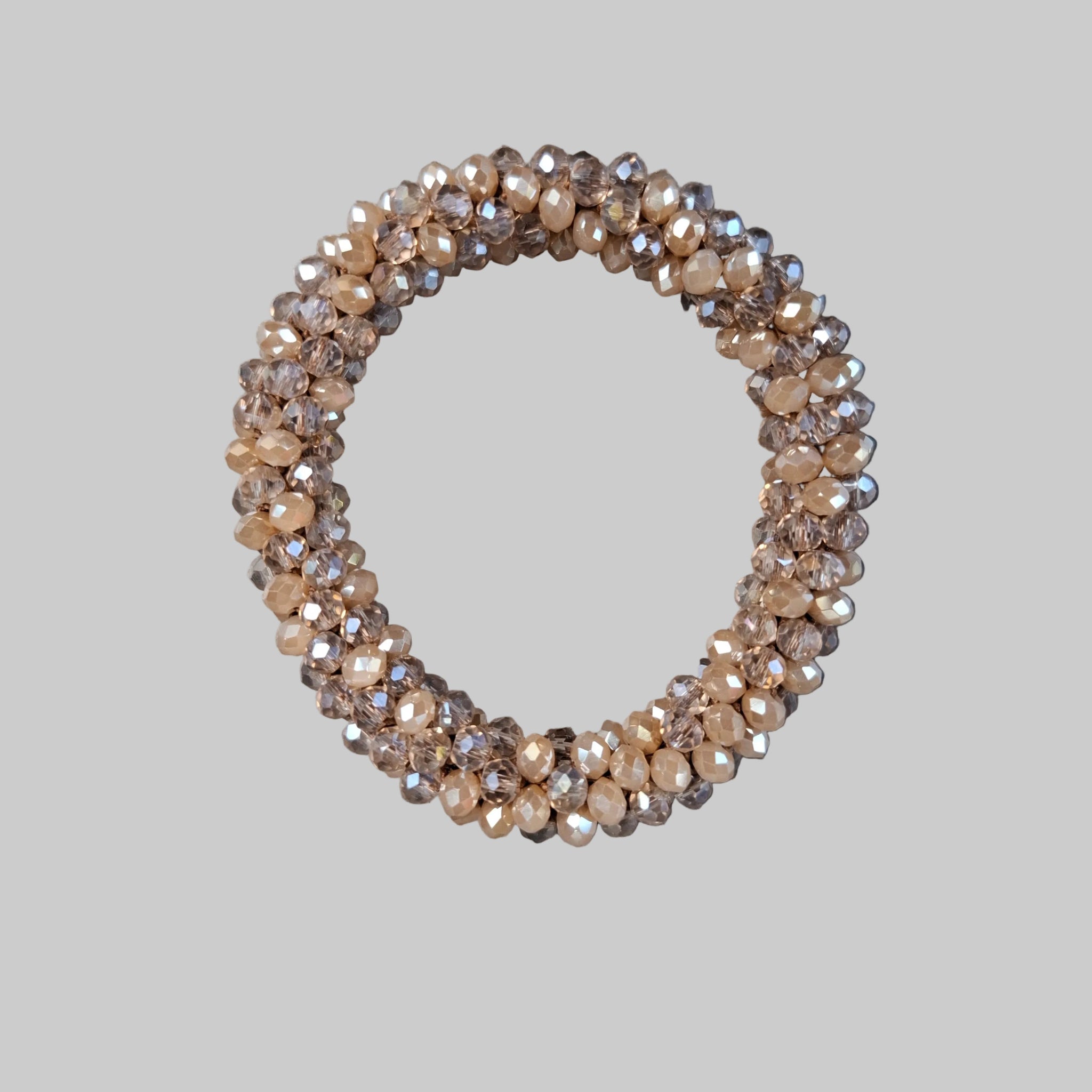 Strasshaarband - Strassarmband in Beige Champagner